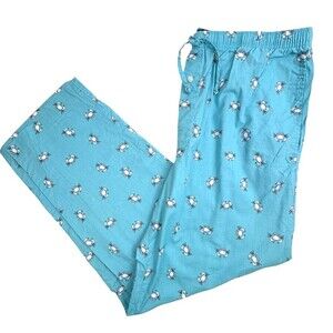 Preppy 100% Cotton PJ Pants Turquoise Crabs Saddlebred Sleepwear Beach Lounge L